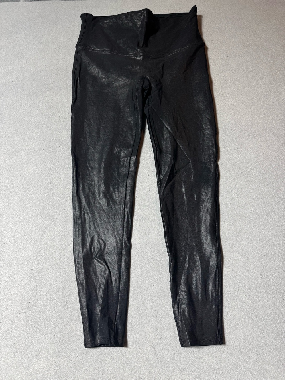 SPANX Black Faux-Leather High-Rise Jeggings Size XL